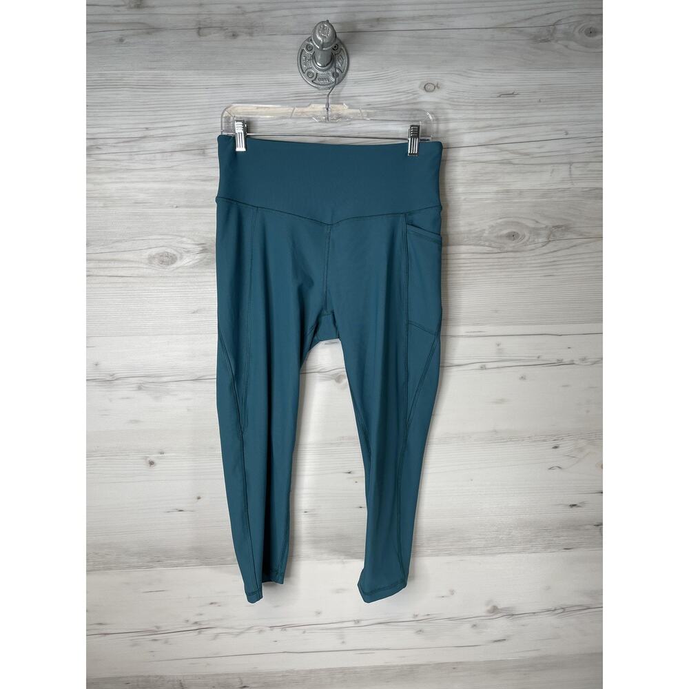 By Gottex‎ Womens Teal High Rise Side Pocket Yoga Athletic Leggings Pants L
